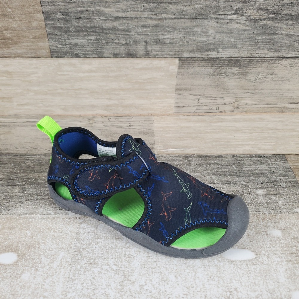 Mix No. 6 Lil Kids Shoes Sz 11 Aqua Shark Water Comfort Hook & Loop Round Toe